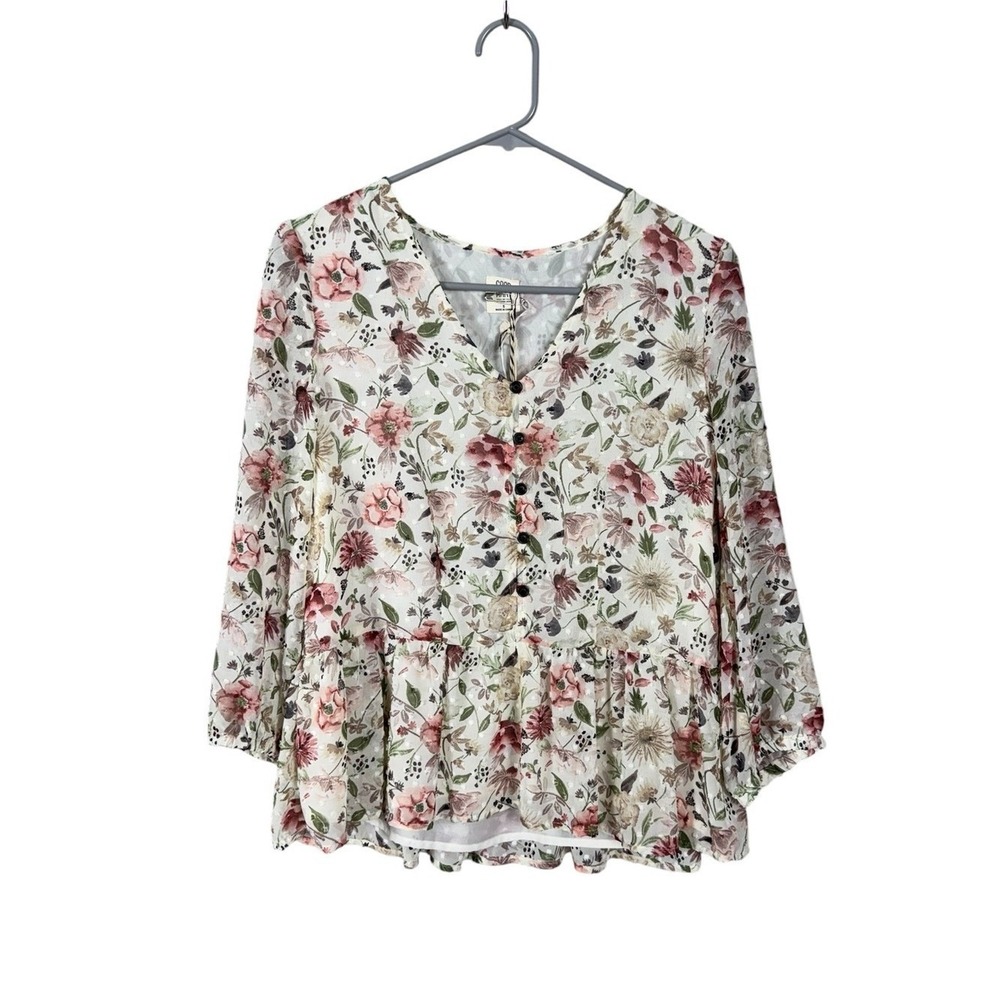 Good Hart Womens Floral Peasant Top Blouse Size Small Cottage Bohemian Prairie
